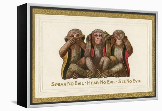 Speak, Hear, See No Evil, Three Monkeys-null-Framed Stretched Canvas