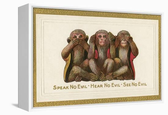 Speak, Hear, See No Evil, Three Monkeys-null-Framed Stretched Canvas