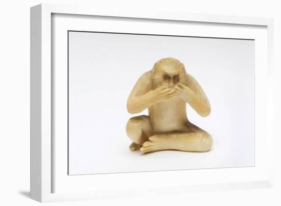 Speak No Evil, One of the Three Wise Monkeys-Japanese School-Framed Giclee Print