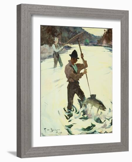 Spear Fishing, 1928 (Watercolour on Paper)-Frank Weston Benson-Framed Giclee Print