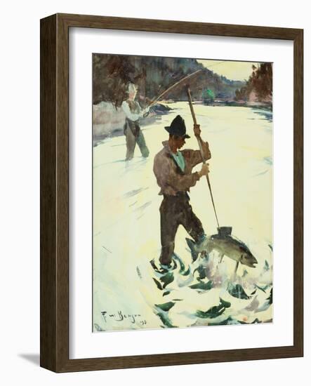 Spear Fishing, 1928 (Watercolour on Paper)-Frank Weston Benson-Framed Giclee Print