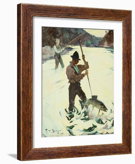 Spear Fishing, 1928 (Watercolour on Paper)-Frank Weston Benson-Framed Giclee Print