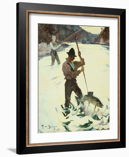 Spear Fishing, 1928 (Watercolour on Paper)-Frank Weston Benson-Framed Giclee Print