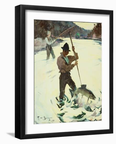 Spear Fishing, 1928 (Watercolour on Paper)-Frank Weston Benson-Framed Giclee Print