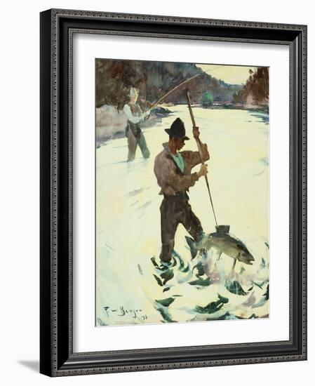 Spear Fishing, 1928 (Watercolour on Paper)-Frank Weston Benson-Framed Giclee Print