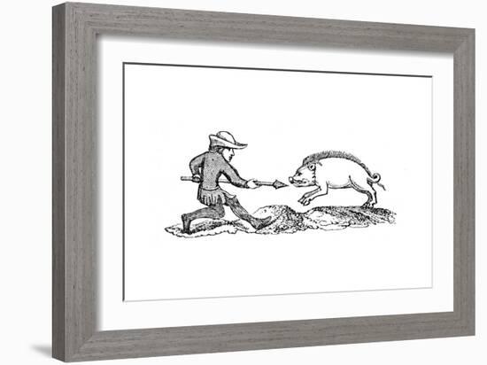 Spearing a Boar, 14th Century-null-Framed Giclee Print