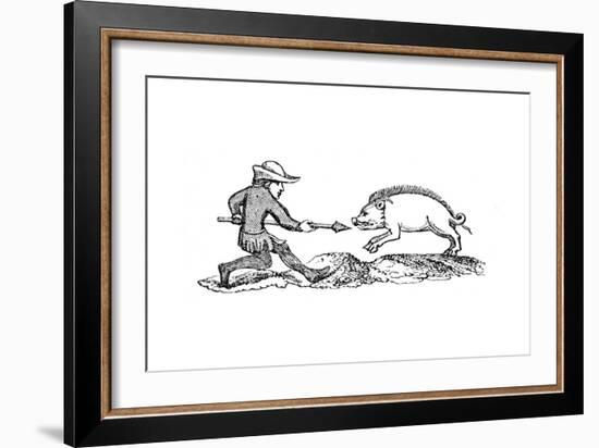 Spearing a Boar, 14th Century-null-Framed Giclee Print