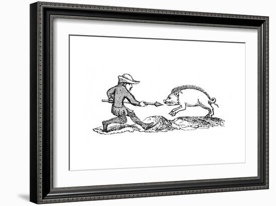 Spearing a Boar, 14th Century-null-Framed Giclee Print