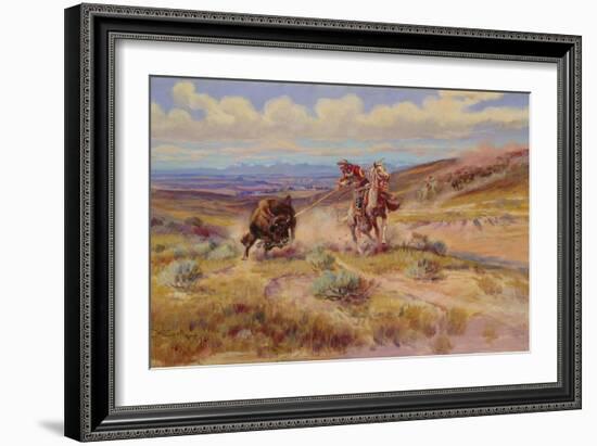 Spearing a Buffalo, 1925-Charles Marion Russell-Framed Giclee Print