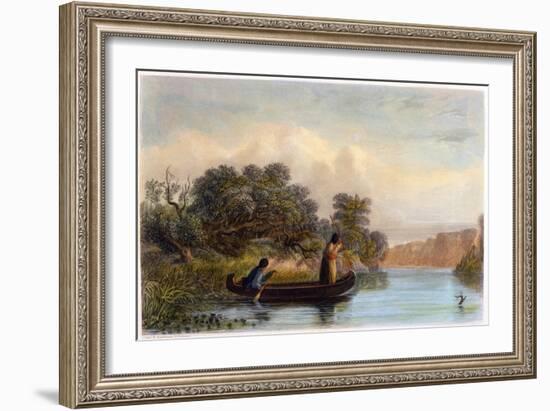 Spearing Fish from a Canoe, 1853-Seth Eastman-Framed Giclee Print