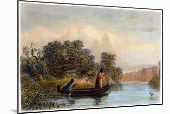 Spearing Fish from a Canoe, 1853-Seth Eastman-Mounted Giclee Print