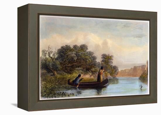 Spearing Fish from a Canoe, 1853-Seth Eastman-Framed Premier Image Canvas