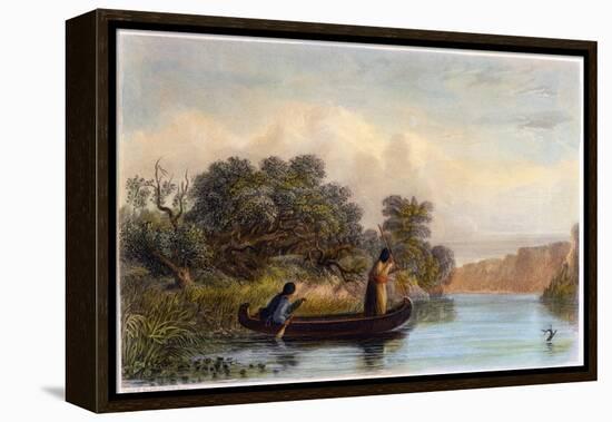 Spearing Fish from a Canoe, 1853-Seth Eastman-Framed Premier Image Canvas