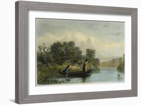 Spearing Fish from a Canoe-Seth Eastman-Framed Giclee Print