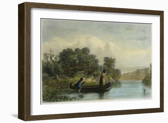 Spearing Fish from a Canoe-Seth Eastman-Framed Giclee Print