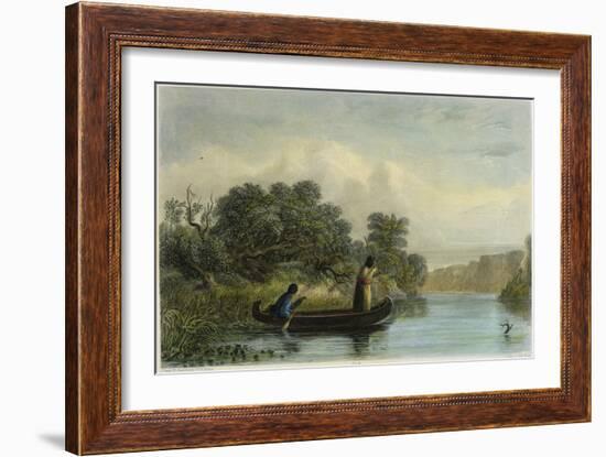 Spearing Fish from a Canoe-Seth Eastman-Framed Giclee Print