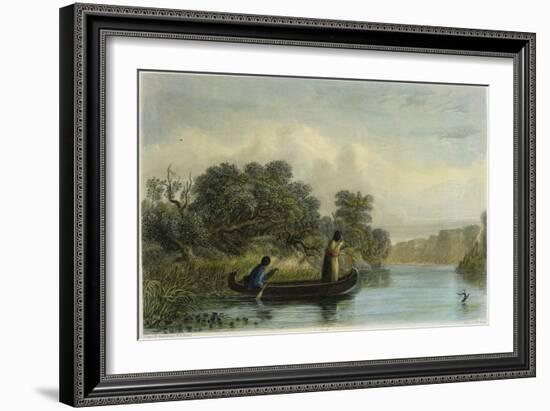 Spearing Fish from a Canoe-Seth Eastman-Framed Giclee Print