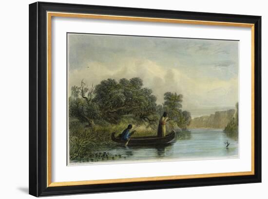 Spearing Fish from a Canoe-Seth Eastman-Framed Giclee Print