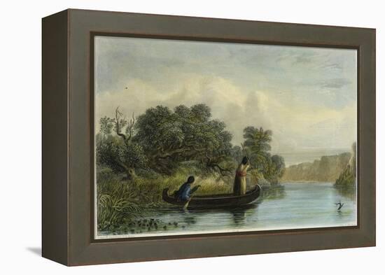 Spearing Fish from a Canoe-Seth Eastman-Framed Premier Image Canvas