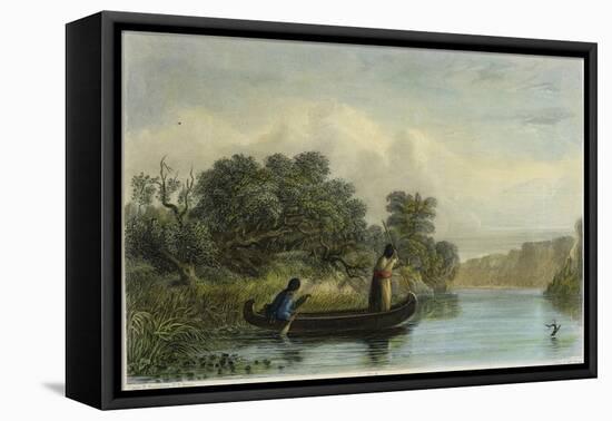Spearing Fish from a Canoe-Seth Eastman-Framed Premier Image Canvas