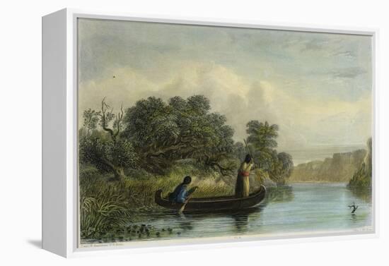 Spearing Fish from a Canoe-Seth Eastman-Framed Premier Image Canvas