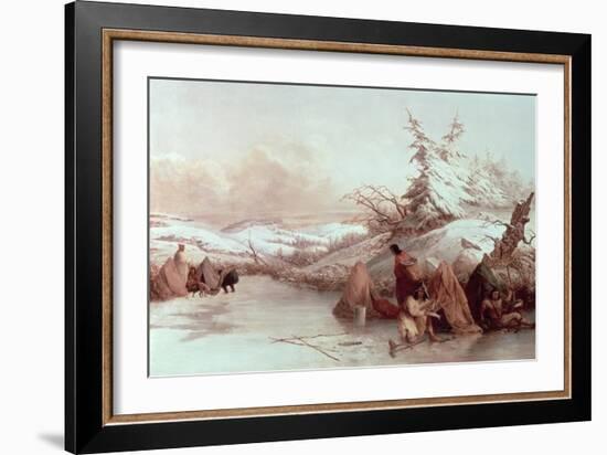 Spearing Fish in Winter-Seth Eastman-Framed Giclee Print