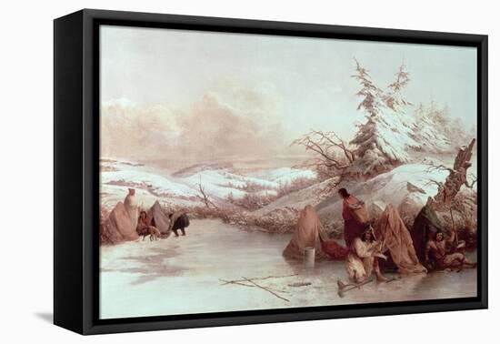 Spearing Fish in Winter-Seth Eastman-Framed Premier Image Canvas