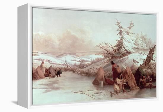 Spearing Fish in Winter-Seth Eastman-Framed Premier Image Canvas