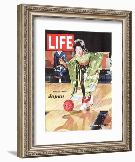 Special Issue: Japan, Woman in Kimono Bowling, September 11, 1964-Larry Burrows-Framed Photographic Print