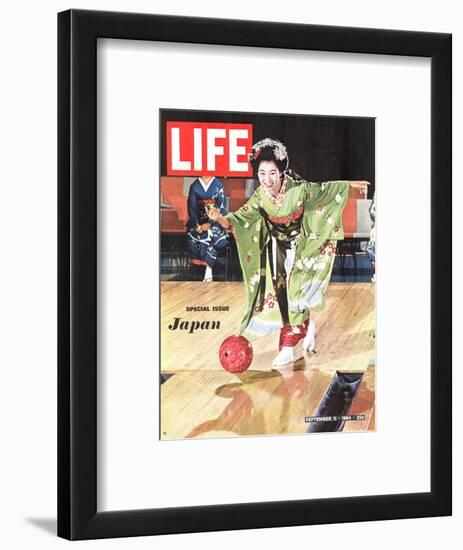 Special Issue: Japan, Woman in Kimono Bowling, September 11, 1964-Larry Burrows-Framed Photographic Print