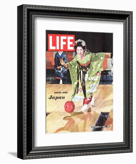 Special Issue: Japan, Woman in Kimono Bowling, September 11, 1964-Larry Burrows-Framed Photographic Print