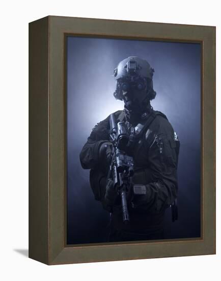 Special Operations Forces Soldier Equipped with Night Vision And An HK416 Assault Rifle-Stocktrek Images-Framed Premier Image Canvas