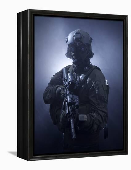 Special Operations Forces Soldier Equipped with Night Vision And An HK416 Assault Rifle-Stocktrek Images-Framed Premier Image Canvas