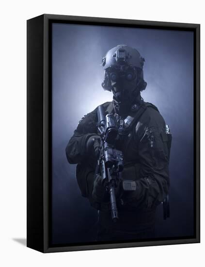 Special Operations Forces Soldier Equipped with Night Vision And An HK416 Assault Rifle-Stocktrek Images-Framed Premier Image Canvas