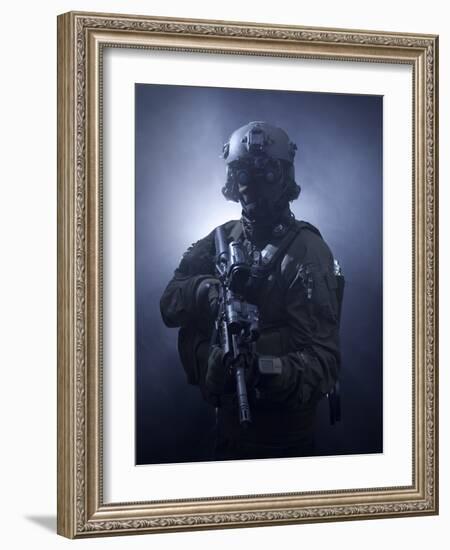 Special Operations Forces Soldier Equipped with Night Vision And An HK416 Assault Rifle-Stocktrek Images-Framed Photographic Print