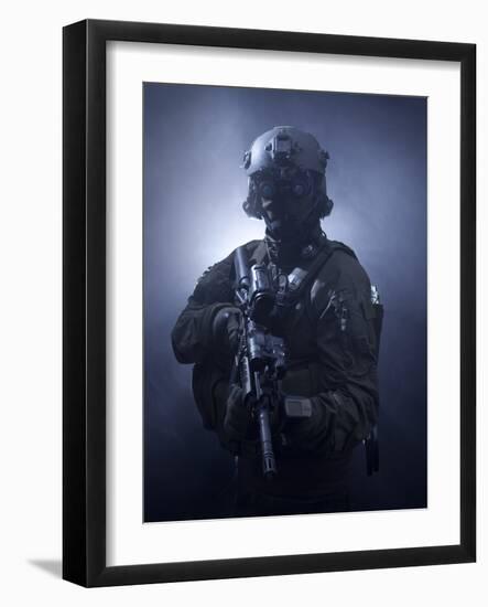 Special Operations Forces Soldier Equipped with Night Vision And An HK416 Assault Rifle-Stocktrek Images-Framed Photographic Print