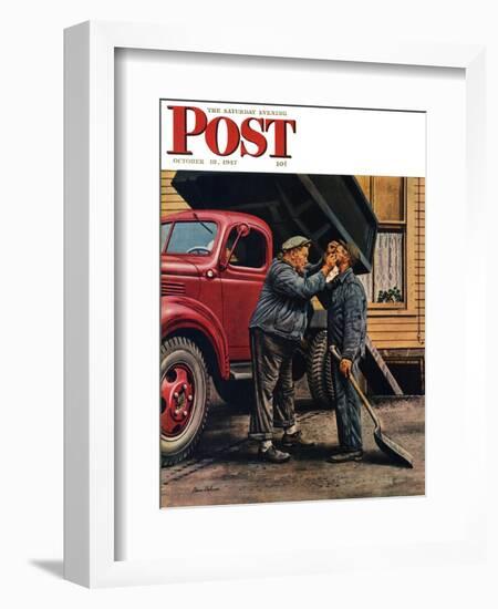 "Speck of Coal," Saturday Evening Post Cover, October 18, 1947-Stevan Dohanos-Framed Giclee Print