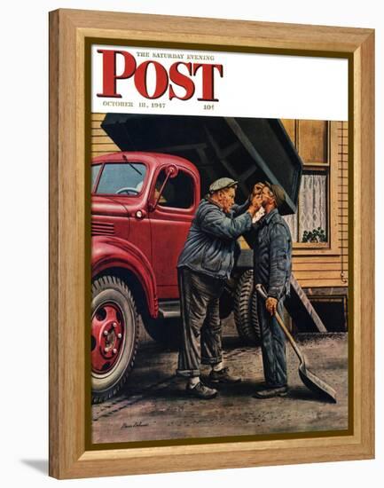 "Speck of Coal," Saturday Evening Post Cover, October 18, 1947-Stevan Dohanos-Framed Premier Image Canvas