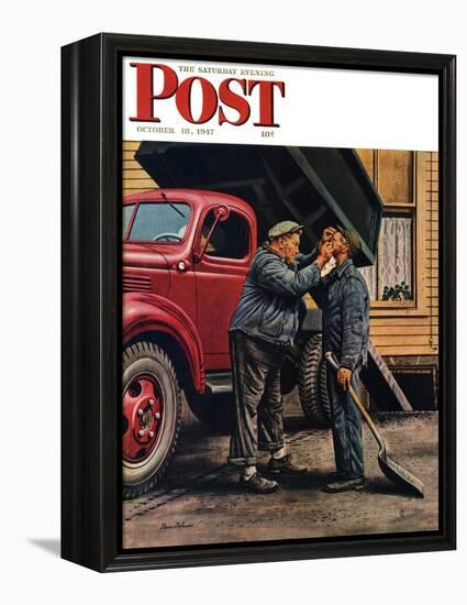 "Speck of Coal," Saturday Evening Post Cover, October 18, 1947-Stevan Dohanos-Framed Premier Image Canvas