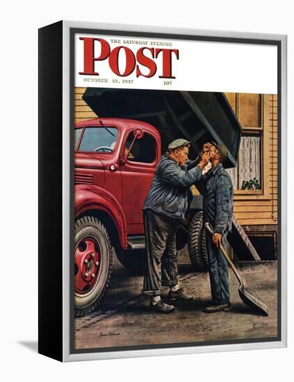 "Speck of Coal," Saturday Evening Post Cover, October 18, 1947-Stevan Dohanos-Framed Premier Image Canvas