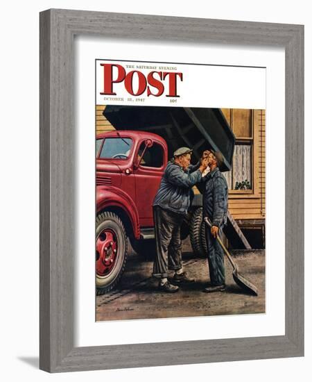 "Speck of Coal," Saturday Evening Post Cover, October 18, 1947-Stevan Dohanos-Framed Giclee Print