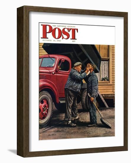 "Speck of Coal," Saturday Evening Post Cover, October 18, 1947-Stevan Dohanos-Framed Giclee Print