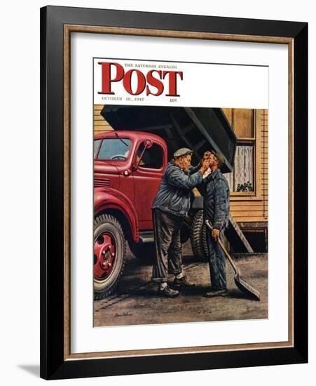 "Speck of Coal," Saturday Evening Post Cover, October 18, 1947-Stevan Dohanos-Framed Giclee Print