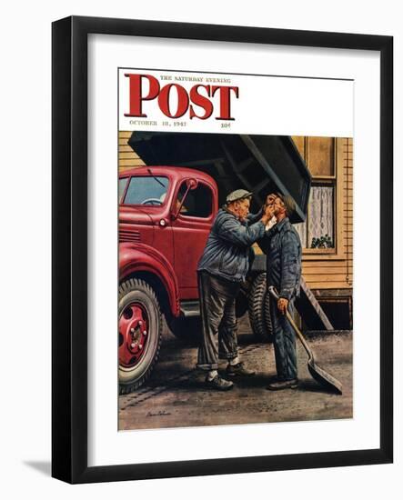 "Speck of Coal," Saturday Evening Post Cover, October 18, 1947-Stevan Dohanos-Framed Giclee Print