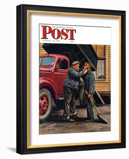 "Speck of Coal," Saturday Evening Post Cover, October 18, 1947-Stevan Dohanos-Framed Giclee Print