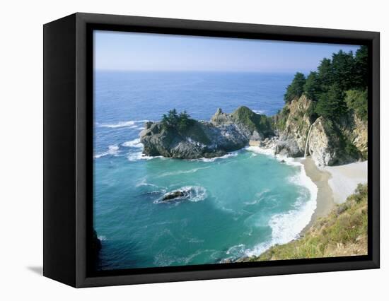 Spectacular Coastline with Waterfall, Julia Pfeiffer Burns State Park, Big Sur, USA-Ruth Tomlinson-Framed Premier Image Canvas