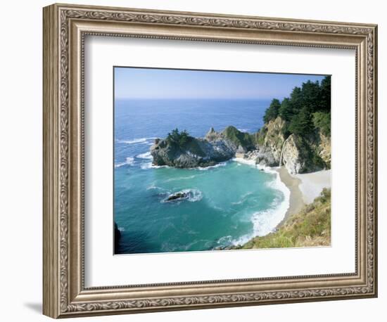 Spectacular Coastline with Waterfall, Julia Pfeiffer Burns State Park, Big Sur, USA-Ruth Tomlinson-Framed Photographic Print