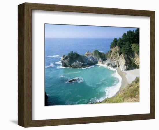 Spectacular Coastline with Waterfall, Julia Pfeiffer Burns State Park, Big Sur, USA-Ruth Tomlinson-Framed Photographic Print