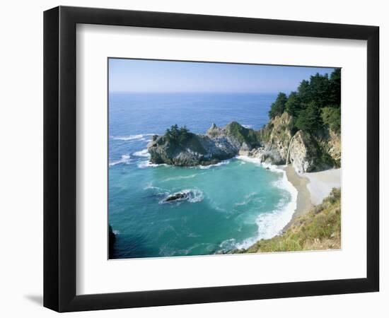 Spectacular Coastline with Waterfall, Julia Pfeiffer Burns State Park, Big Sur, USA-Ruth Tomlinson-Framed Photographic Print