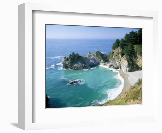 Spectacular Coastline with Waterfall, Julia Pfeiffer Burns State Park, Big Sur, USA-Ruth Tomlinson-Framed Photographic Print